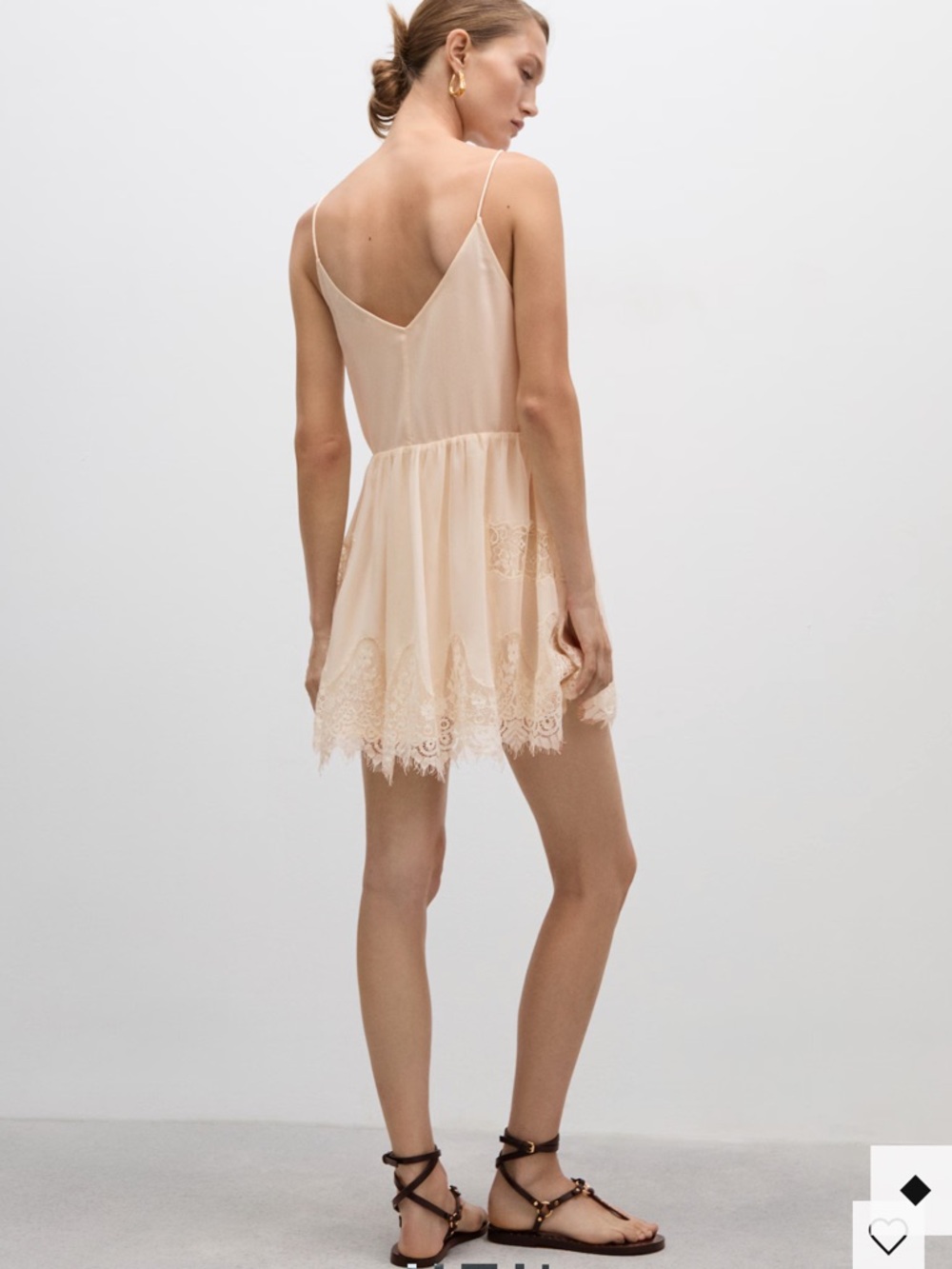 Mango Lace-Hem Slip Dress in Ivory